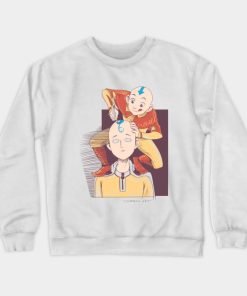 Funny Saitama One Punch Man Bald With Avatar Parod Crewneck Sweatshirt Official Haikyuu Merch