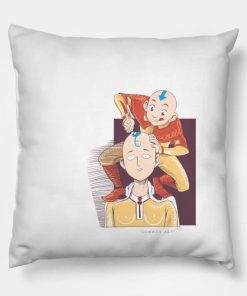 Funny Saitama One Punch Man Bald With Avatar Parod Throw Pillow Official Haikyuu Merch