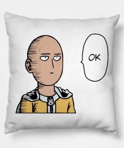 Saitama Ok Face Throw Pillow Official Haikyuu Merch