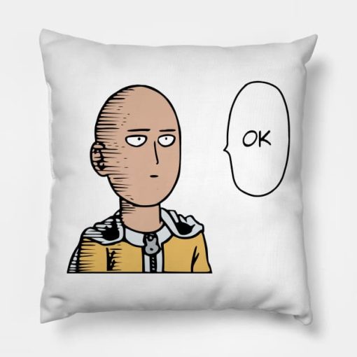 Saitama Ok Face Throw Pillow Official Haikyuu Merch