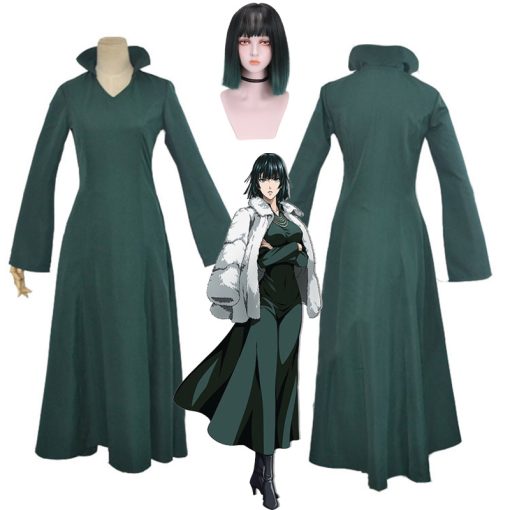 Anime One Punch Man Cosplay Fubuki Costumes Wanpanman Adult Halloween Carnival Party Green Dress Girls Dress - One Punch Man Merch