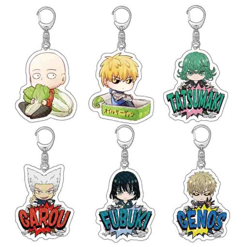 Anime One Punch Man Keychain Action Figure Double Sided Pendant Cosplay Collection Props Toys Accessories Keyring - One Punch Man Merch