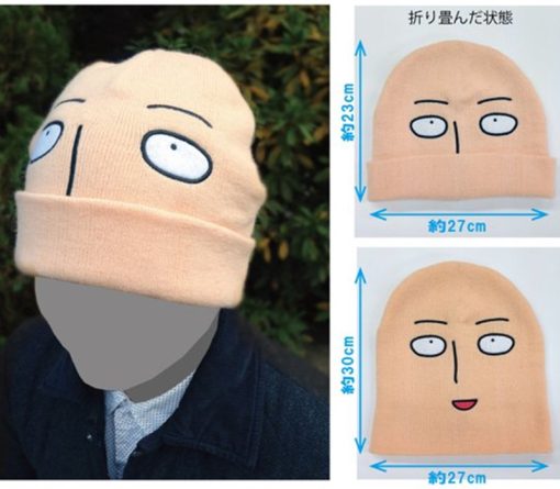 Japanese Anime Cosplay One Punch Man Hat Saitama Cosplay shaven head Style Winter Warm Wool Cap - One Punch Man Merch