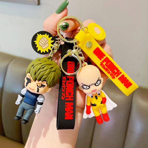 New Anime One Punch Man Keychain Cute Soft Rubber GENOS SAITAMA Tatsumaki Garou Car Keyring ONE 2 - One Punch Man Merch