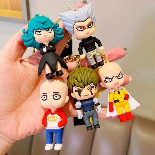 New Anime One Punch Man Keychain Cute Soft Rubber GENOS SAITAMA Tatsumaki Garou Car Keyring ONE - One Punch Man Merch