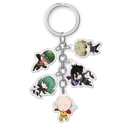 One Punch Man Anime Keychain Cute Transparent Saitama Key Chain Acrylic Cartoon Keyring Gift Accessories Pendant 2 - One Punch Man Merch