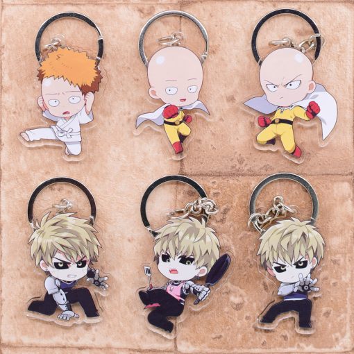 One Punch Man Keychain Series 3 Cute Double Sided Saitama Key Chain Pendant Acrylic Anime Accessories - One Punch Man Merch