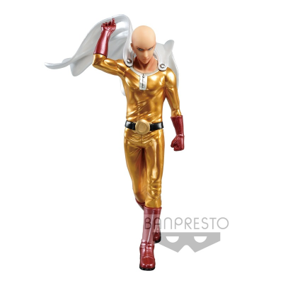 Original Banpresto Anime One Punch Man Dxf Bald Saitama Ordinary Punch Metal Color Action Figures Collection 1 - One Punch Man Merch