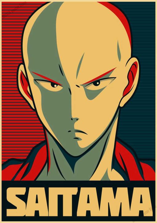 Vintage Japanese Anime One Punch Man Poster Retro Kraft Paper Posters Wall Sticker Home Decor Living 23 - One Punch Man Merch