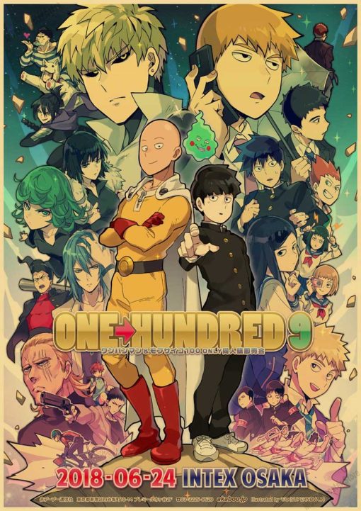 Vintage Japanese Anime One Punch Man Poster Retro Kraft Paper Posters Wall Sticker Home Decor Living - One Punch Man Merch