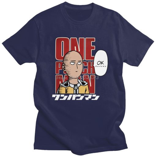 Funny One Punch Man T Shirt Men s Short Sleeve Cotton Strongest Hero Saitama Sensei Tshirt 1 - One Punch Man Merch