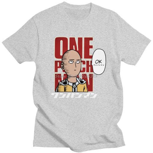 Funny One Punch Man T Shirt Men s Short Sleeve Cotton Strongest Hero Saitama Sensei Tshirt 2 - One Punch Man Merch