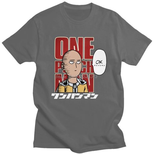 Funny One Punch Man T Shirt Men s Short Sleeve Cotton Strongest Hero Saitama Sensei Tshirt 4 - One Punch Man Merch