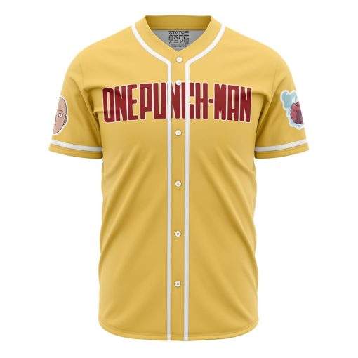 Power Saitama One Punch Man AOP Baseball Jersey FRONT Mockup - One Punch Man Merch