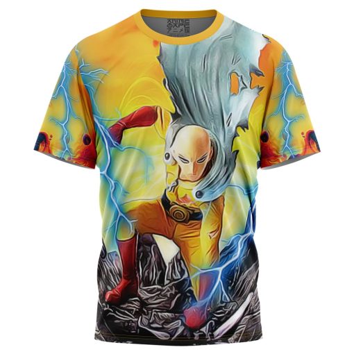 Trippy Power Saitama One Punch Man T Shirt 3D FRONT Mockup - One Punch Man Merch