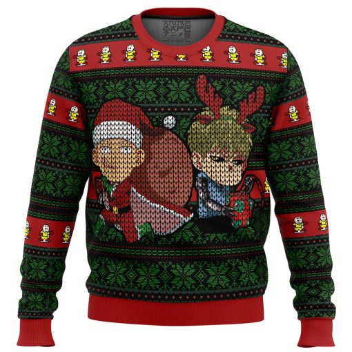 Ugly Christmas Sweater front 61 - One Punch Man Merch