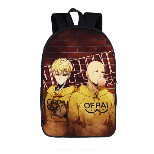 anime One Punch Man backpack women men rucksack Saitama Genos children school bags teenager boys ONE 14 - One Punch Man Merch