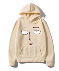 Saitama face Khaki Hoodie - One Punch Man Merch